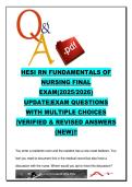 HESI RN Fundamentals Final Exam &lpar;HESI 2026&rpar; Nursing School &ndash; 350 Questions on Patient Care&comma; Safety & Infection Control