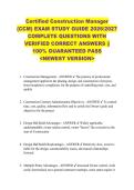 Certified Construction Manager  &lpar;CCM&rpar; EXAM STUDY GUIDE 2026&sol;2027  COMPLETE QUESTIONS WITH  VERIFIED CORRECT ANSWERS &vert;&vert;  100&percnt; GUARANTEED PASS  <NEWEST VERSION> 