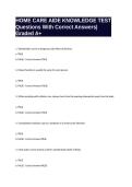HOME CARE AIDE KNOWLEDGE TEST Questions With Correct Answers&vert; Graded A&plus;