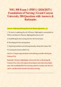 NSG 300 Exam 1 &lpar;PDF&rpar; &vert; &lpar;2026&sol;2027&rpar; &vert;  Foundations of Nursing &vert; Grand Canyon  University 200 Questions with Answers &  Rationales 