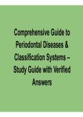 Comprehensive Guide to Periodontal Diseases & Classification Systems &ndash; Study Guide with Verified Answers 2026