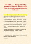 NSG 300 Exam 2 &lpar;2026&sol;2027&rpar; - Foundations of Nursing - Grand Canyon University &lpar;GCU&rpar; - Complete Guide with 200 Questions & Answers