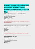 Dramatic Literature Exam Questions  And Correct Answers &lpar;Verified  Answers&rpar; Plus Rationales 2025&sol;2026  Q&A