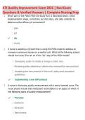 ATI Quality Improvement Exam 2026 &vert; Real Exam  Questions & Verified Answers &vert; Complete Nursing Prep