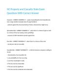 NC Property and Casualty State Exam Questions With Correct Answer
