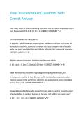 Texas Insurance Exam Questions With Correct Answers 