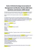 Ducks Unlimited Ecology Conservation &  Management Certification Review 2026 Exam  Questions and Answers 100&percnt; Solved