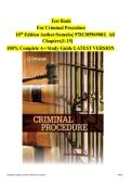 COMPLETE TEST BANK&colon; CRIMINAL PROCEDURE&comma; 10TH EDITION BY SAMAHAN &mdash; ALL CHAPTERS COVERED &lpar;MULTIPLE CHOICE &plus; TRUE&sol;FALSE &plus; COMPLETION &plus; ESSAY&rpar;