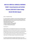 NUR 242&colon; MEDICAL-SURGICAL NURSING I EXAM 1 Actual Questions and Verified Answers &lpar;2026&sol;2027&rpar; Galen College NCLEX-RN NGN-Aligned