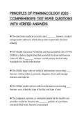 PRINCIPLES OF PHARMACOLOGY 2026 COMPREHENSIVE TEST PAPER QUESTIONS WITH VERIFIED ANSWERS