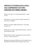 PRINCIPLES OF PHARMACOLOGY EXAM 3 2026 COMPREHENSIVE TEST PAPER QUESTIONS WITH VERIFIED ANSWERS