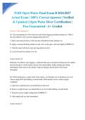 PADI Open Water Final Exam B 2026&sol;2027 Actual Exam &vert; 100&percnt; Correct Answers &vert; Verified & Updated &vert; Open Water Diver Certification &vert; Pass Guaranteed - A&plus; Graded