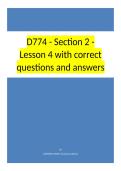 D774 - Section 2 - Lesson 4 with correct questions and well explained answers