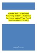 D774 Introduction to Business Accounting - Section 4 - with correct questions and answers