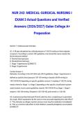 NUR 242&colon; MEDICAL-SURGICAL NURSING I EXAM 3 Actual Questions and Verified Answers &lpar;2026&sol;2027&rpar; Galen College A&plus; Preparation