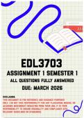 EDL3703 Assignment 1 Semester 1 Memo &vert; Due March 2026