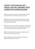 PROPHECY CORE MANDATORY PART 3 VERSION 2 2026 FINAL ASSESSMENT TESTED CONTENT WITH ACCURATE SOLUTIONS