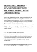 PROPHECY RELIAS EMERGENCY DEPARTMENT 2026 CERTIFICATION EVALUATION EXAM QUESTIONS AND ANSWERS MASTER FILE