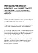 PROPHECY RELIAS EMERGENCY DEPARTMENT 2026 EXAMPREP PRACTICE SET SOLUTION QUESTIONS WITH FULL ANSWERS