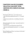QUANTITATIVE ANALYSIS FOR BUSINESS 2026 ACTUAL EXAM SCRIPT TESTED QUESTIONS WITH COMPLETE SOLUTIONS GRADED A&plus;