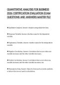 QUANTITATIVE ANALYSIS FOR BUSINESS 2026 CERTIFICATION EVALUATION EXAM QUESTIONS AND ANSWERS MASTER FILE