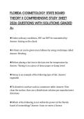 FLORIDA COSMETOLOGY STATE BOARD THEORY II COMPREHENSIVE STUDY SHEET 2026 QUESTIONS WITH SOLUTIONS GRADED A&plus;