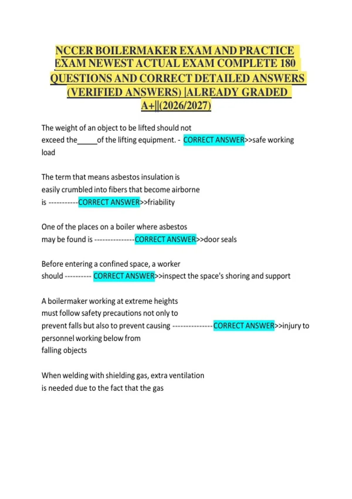 NCCER_BOILERMAKER_EXAM_AND_PRACTICE_EXAM_NEWEST_ACTUAL_EXAM_COMPLETE ...