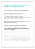 Nursing Jurisprudence Legal and Ethical Considerations NCLEX Exam with accurate detailed answers 