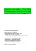 Introduction to Nursing Exam 1&colon; Newest Exam  With Complete questions and correct verified  answers &lpar;detailed answers&rpar; already graded A&plus;