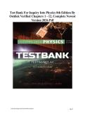 TEST BANK For Inquiry into Physics 8th Edition by Ostdiek&comma; Verified Chapters 1 - 12&comma; Complete Newest Version