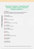 Nursing 211 Exam 1 Questions and  Answers &lpar;100&percnt; Correct Answers&rpar;  Already Graded A&plus; 
