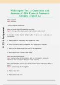 Philosophy Test 2 Questions and  Answers &lpar;100&percnt; Correct Answers&rpar;  Already Graded A&plus; 