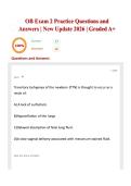OB Exam 2 Practice Questions and Answers &vert; New Update 2026 &vert; Graded A&plus;