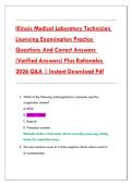 Illinois Medical Laboratory Technician &lpar;MLT&rpar; Licensing Exam 2026 &ndash; Practice Questions&comma; Verified Answers & Detailed Rationales for Certification Success