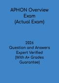 APHON Overview Exam 2026 &lpar;Actual Exam&rpar; Questions & Verified Answers PDF &vert; Oncology Nursing Certification Prep