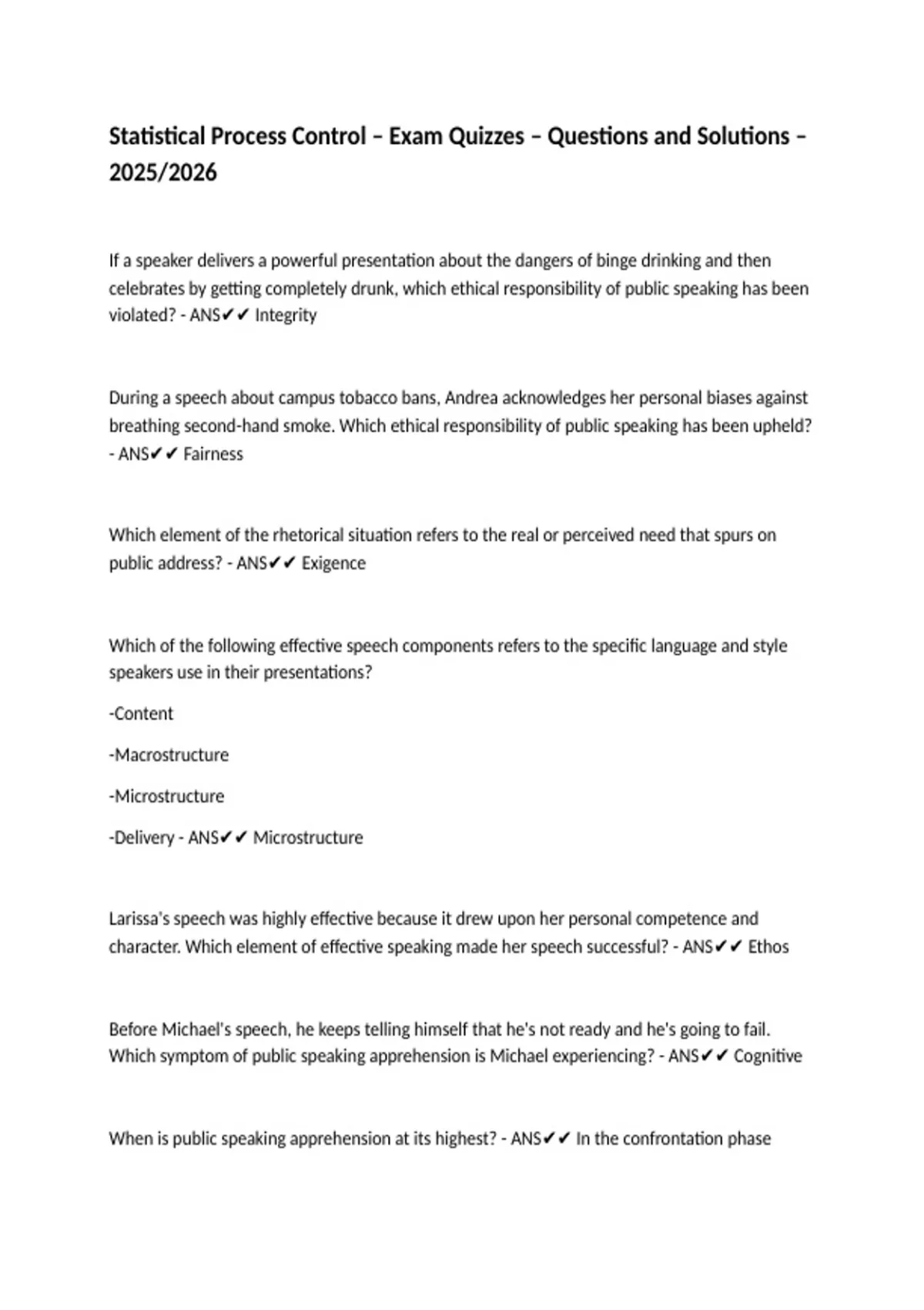 Statistical Process Control – Exam Quizzes – Questions and Solutions ...