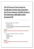 API 510 Pressure Vessel Inspector  Certification Practice Exam Questions  And Correct Answers &lpar;Verified Answers&rpar;  Plus Rationales 2026 Q&A Instant  Download Pdf 