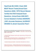 HeartCode BLS 2026 &vert;&vert; Exam 2026    MOST Recent Tested&comma;Actual Exam   Questions &lpar;2026&rpar;  WITH Recent Newest   Verified And Well Analyzed Exam   Questions  &lpar;Actual Exam 2026-2027&rpar;   Correct Detailed & Verified ANSWERS   &lpar;100&percnt; Accurate Solutions&rpar; &vert;&vert;ALREADY    