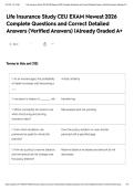 Life Insurance Study CEU EXAM Newest 2026 Complete Questions and Correct Detailed Answers &lpar;Verified Answers&rpar; &vert;Already Graded A&plus;