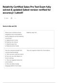 Relativity Certified Sales Pro Test Exam fully solved & updated &lpar;latest version verified for accuracy&rpar; &vert; Latest&excl;&excl;