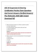 ASE A4 Suspension & Steering  Certification Practice Exam Questions  And Correct Answers &lpar;Verified Answers&rpar;  Plus Rationales 2026 Q&A Instant  Download Pdf 