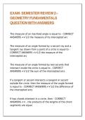 EXAM- SEMESTER REVIEW 2-- GEOMETRY FUNDAMENTALS QUESTION WITH ANSWERS