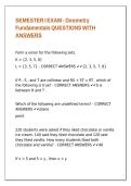 SEMESTER I EXAM - Geometry Fundamentals QUESTIONS WITH ANSWERS