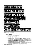 2026&sol;2027 Elite Test Bank for Ham&rsquo;s Primary Care Geriatrics &lpar;7th Edition&rpar; &vert; Complete Q&A with Rationales & Clinical Standards