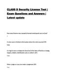 CLASS D Security License Test &vert; Exam Questions and Answers &vert; Latest update