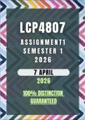 LCP4807 Assignment 1 Semester 1 2026 Memo &vert; Due Date April 2026