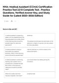 NHA&colon; Medical Assistant &lpar;CCMA&rpar; Certification Practice Test 2&period;0 B Complete Test &comma; Practice Questions&comma; Verified Answer Key&comma; and Study Guide for &lpar;Latest 2025&ndash;2026 Edition&rpar;
