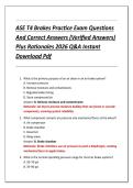 ASE T4 Brakes Practice Exam Questions  And Correct Answers &lpar;Verified Answers&rpar;  Plus Rationales 2026 Q&A Instant  Download Pdf 
