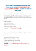 GALEN NUR 155 Fundamentals of Nursing Final Exam Review 2026&vert;ACTUAL 340 EXAM PREP Qs&As&vert;ALREADY GRADED A&plus;&vert;NUR155 FINAL EXAM PREP &lpar;NEW&rpar;