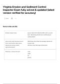 Virginia Erosion and Sediment Control Inspector Exam fully solved & updated &lpar;latest version verified for accuracy&rpar;